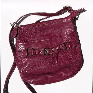 Wine (Pink/Purple) Faux Croc Bag